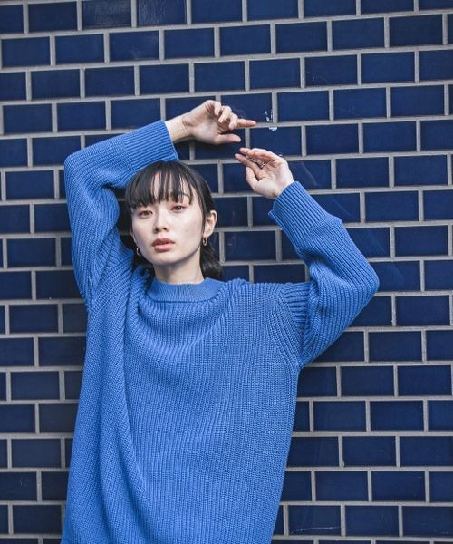 JEANASIS（ジーナシス）の「5Gコットンアゼクルーネックプルオーバー（ニット/セーター・レディース・グレー/オフホワイト/ブルー/ピンク・FREE）」の14枚目の写真