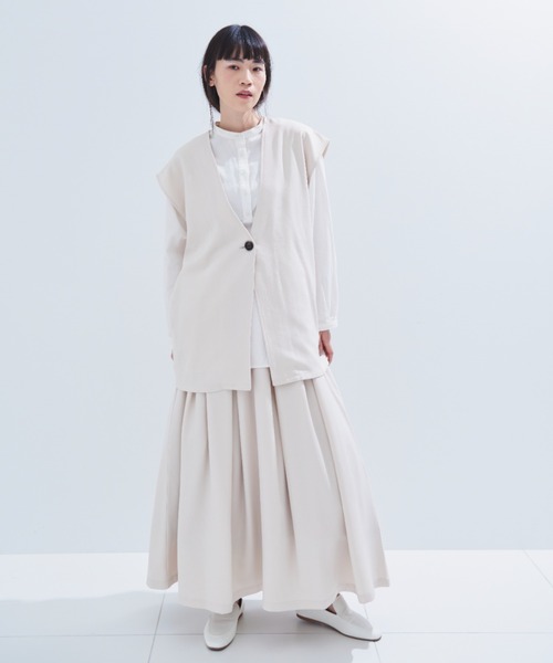 Libra Cue（リブラ キュー）の「ワンボタンベスト（ベスト・レディース・アイボリー/ブラック・FREE）」の3枚目の写真