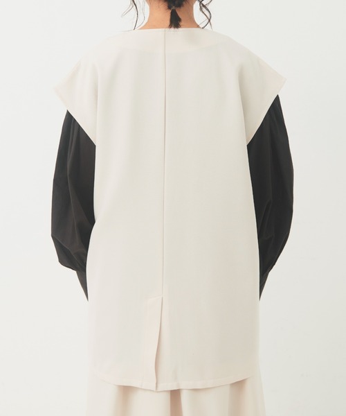 Libra Cue（リブラ キュー）の「ワンボタンベスト（ベスト・レディース・アイボリー/ブラック・FREE）」の16枚目の写真