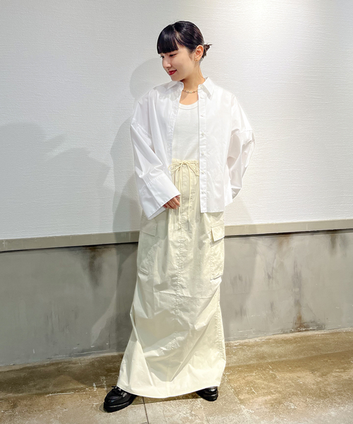 JOINT WORKS（ジョイントワークス）の「ビッグカフス カットオフシャツ（シャツ/ブラウス・レディース・ブルー系その他/ホワイト/サックスブルー・FREE）」の8枚目の写真