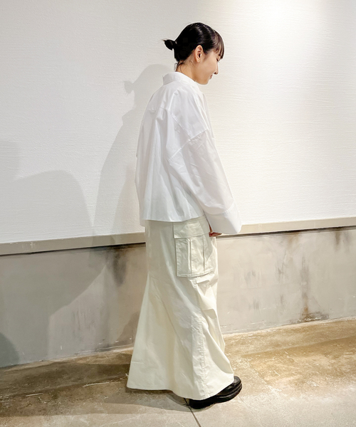 JOINT WORKS（ジョイントワークス）の「ビッグカフス カットオフシャツ（シャツ/ブラウス・レディース・ブルー系その他/ホワイト/サックスブルー・FREE）」の9枚目の写真