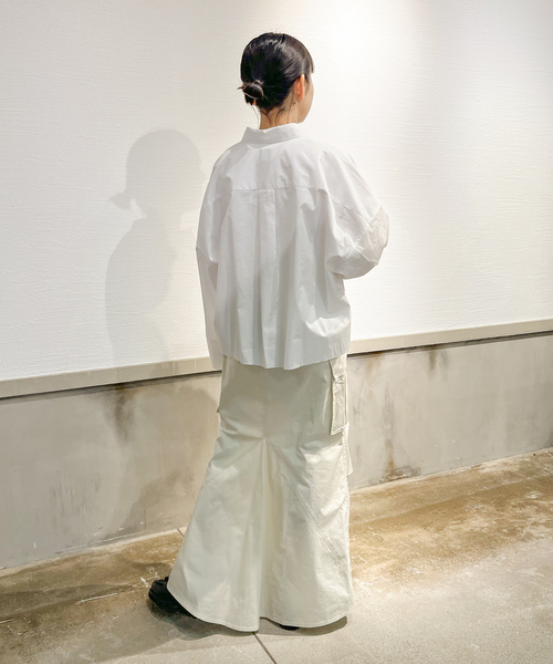 JOINT WORKS（ジョイントワークス）の「ビッグカフス カットオフシャツ（シャツ/ブラウス・レディース・ブルー系その他/ホワイト/サックスブルー・FREE）」の10枚目の写真