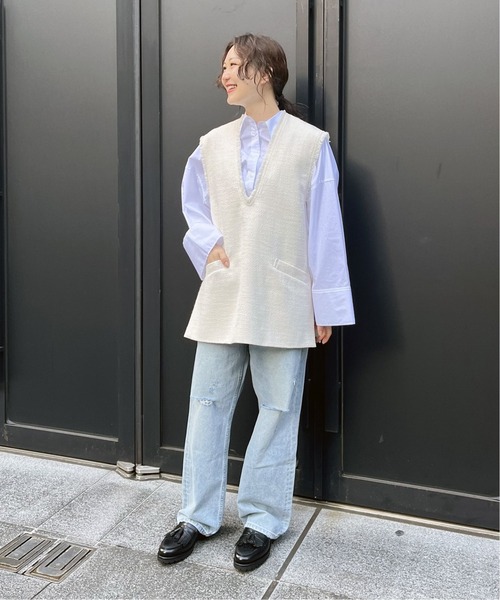 JOINT WORKS（ジョイントワークス）の「ビッグカフス カットオフシャツ（シャツ/ブラウス・レディース・ブルー系その他/ホワイト/サックスブルー・FREE）」の12枚目の写真