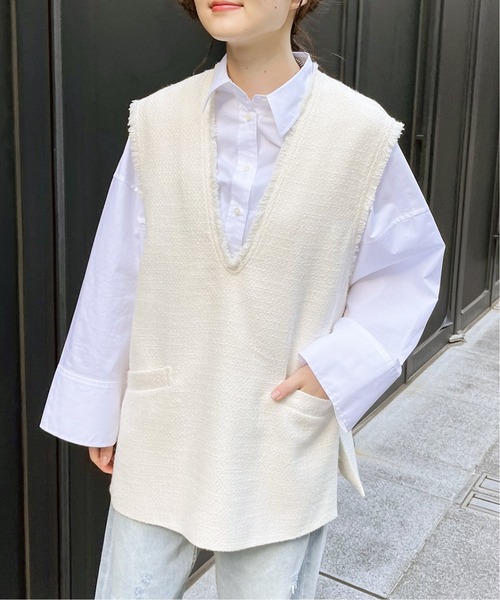 JOINT WORKS（ジョイントワークス）の「ビッグカフス カットオフシャツ（シャツ/ブラウス・レディース・ブルー系その他/ホワイト/サックスブルー・FREE）」の13枚目の写真