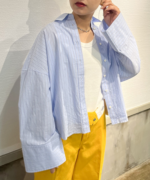 JOINT WORKS（ジョイントワークス）の「ビッグカフス カットオフシャツ（シャツ/ブラウス・レディース・ブルー系その他/ホワイト/サックスブルー・FREE）」の14枚目の写真