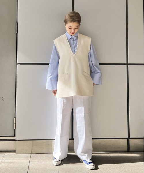 JOINT WORKS（ジョイントワークス）の「ビッグカフス カットオフシャツ（シャツ/ブラウス・レディース・ブルー系その他/ホワイト/サックスブルー・FREE）」の19枚目の写真