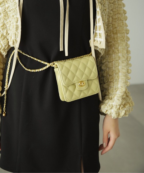 FREE'S MART（フリーズマート）の「◆2Wayキルティングミニバッグ（ショルダーバッグ・レディース・ブラック/ホワイト/イエロー/ブルー・ﾌﾘ-）」の10枚目の写真