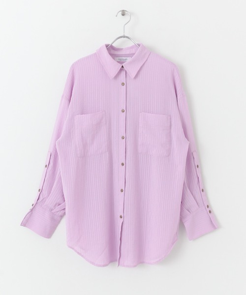 URBAN RESEARCH Sonny Label(アーバンリサーチサニーレーベル)の「シアーストライプオーバーシャツ(シャツ/ブラウス・レディース・オフホワイト/ミント/パープル・FREE)」の6枚目の写真