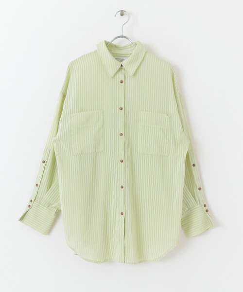 URBAN RESEARCH Sonny Label(アーバンリサーチサニーレーベル)の「シアーストライプオーバーシャツ(シャツ/ブラウス・レディース・オフホワイト/ミント/パープル・FREE)」の5枚目の写真