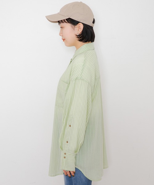 URBAN RESEARCH Sonny Label(アーバンリサーチサニーレーベル)の「シアーストライプオーバーシャツ(シャツ/ブラウス・レディース・オフホワイト/ミント/パープル・FREE)」の17枚目の写真