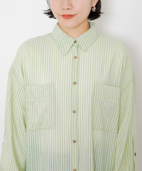 URBAN RESEARCH Sonny Label(アーバンリサーチサニーレーベル)の「シアーストライプオーバーシャツ(シャツ/ブラウス・レディース・オフホワイト/ミント/パープル・FREE)」の19枚目の写真
