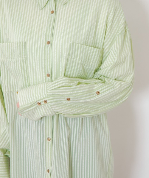 URBAN RESEARCH Sonny Label(アーバンリサーチサニーレーベル)の「シアーストライプオーバーシャツ(シャツ/ブラウス・レディース・オフホワイト/ミント/パープル・FREE)」の20枚目の写真