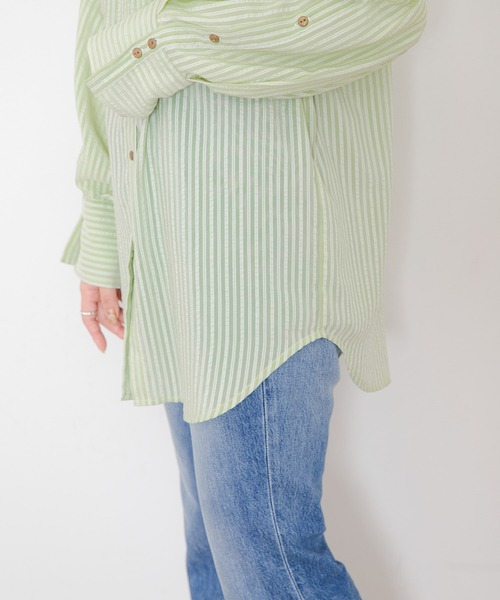 URBAN RESEARCH Sonny Label(アーバンリサーチサニーレーベル)の「シアーストライプオーバーシャツ(シャツ/ブラウス・レディース・オフホワイト/ミント/パープル・FREE)」の21枚目の写真