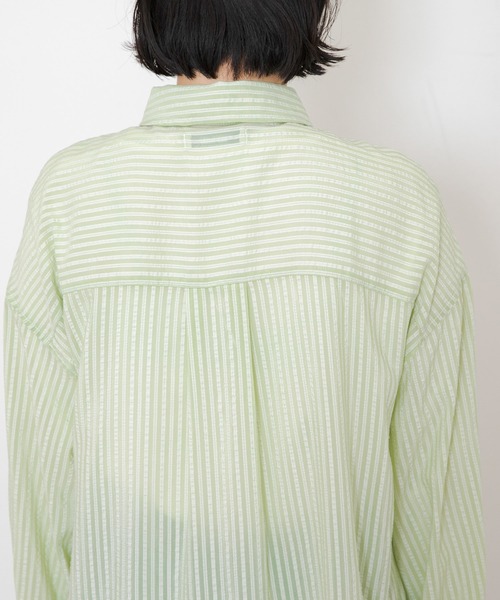 URBAN RESEARCH Sonny Label(アーバンリサーチサニーレーベル)の「シアーストライプオーバーシャツ(シャツ/ブラウス・レディース・オフホワイト/ミント/パープル・FREE)」の22枚目の写真
