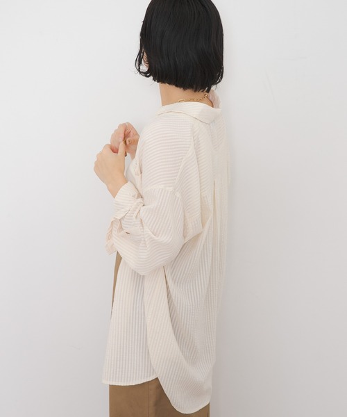 URBAN RESEARCH Sonny Label(アーバンリサーチサニーレーベル)の「シアーストライプオーバーシャツ(シャツ/ブラウス・レディース・オフホワイト/ミント/パープル・FREE)」の11枚目の写真