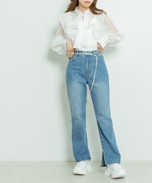 OLIVE des OLIVE（オリーブデオリーブ）の「Bigリボンボウタイブラウス（シャツ/ブラウス・レディース・オフホワイト/サックスブルー/ホワイト・FREE）」の10枚目の写真