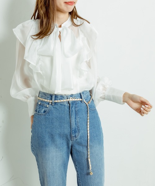 OLIVE des OLIVE（オリーブデオリーブ）の「Bigリボンボウタイブラウス（シャツ/ブラウス・レディース・オフホワイト/サックスブルー/ホワイト・FREE）」の13枚目の写真