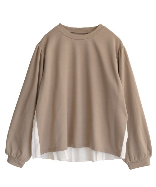 e-zakkamania stores(イーザッカマニアストアーズ)の「ポンチ バックプリーツ プルオーバー(Tシャツ/カットソー・レディース・グレイッシュベージュ/ブラック・M)」の3枚目の写真