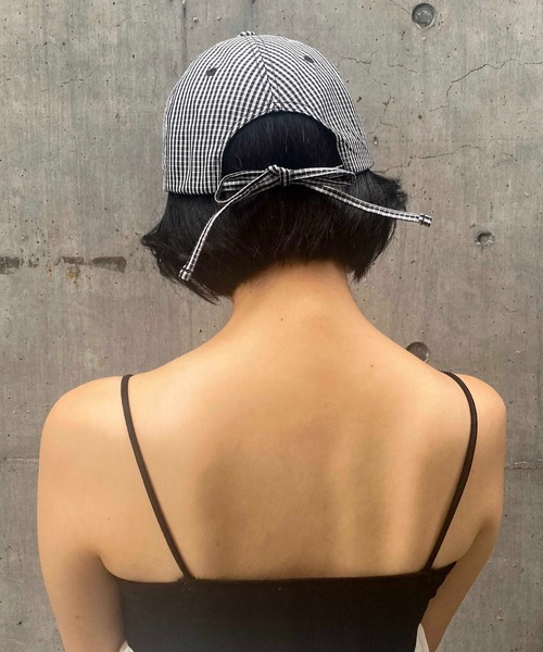 Casselini（キャセリーニ）の「Casselini(キャセリーニ)リボンキャップ（キャップ・レディース・ブラック/ベージュ/ネイビー/サックスブルー/チェック・FREE）」の5枚目の写真