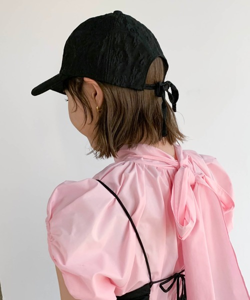 Casselini（キャセリーニ）の「Casselini(キャセリーニ)リボンキャップ（キャップ・レディース・ブラック/ベージュ/ネイビー/サックスブルー/チェック・FREE）」の19枚目の写真