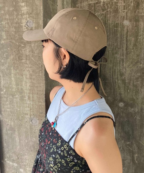 Casselini（キャセリーニ）の「Casselini(キャセリーニ)リボンキャップ（キャップ・レディース・ブラック/ベージュ/ネイビー/サックスブルー/チェック・FREE）」の7枚目の写真