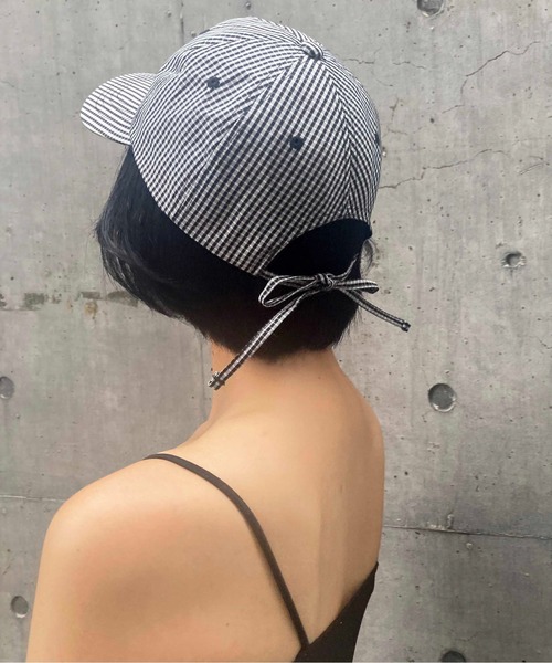 Casselini（キャセリーニ）の「Casselini(キャセリーニ)リボンキャップ（キャップ・レディース・ブラック/ベージュ/ネイビー/サックスブルー/チェック・FREE）」の8枚目の写真