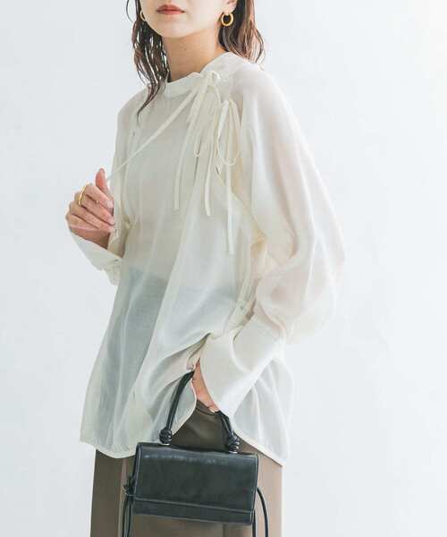 KBF（ケイビーエフ）の「デザインシアーシャツ（シャツ/ブラウス・レディース・ホワイト系その他/ベージュ系その他/オレンジ系その他・ONE）」の2枚目の写真