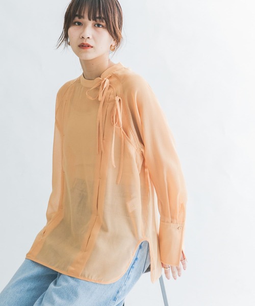 KBF（ケイビーエフ）の「デザインシアーシャツ（シャツ/ブラウス・レディース・ホワイト系その他/ベージュ系その他/オレンジ系その他・ONE）」の3枚目の写真