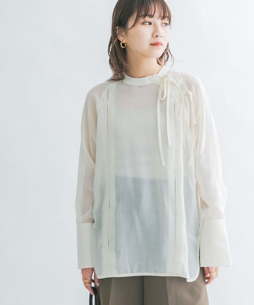 KBF（ケイビーエフ）の「デザインシアーシャツ（シャツ/ブラウス・レディース・ホワイト系その他/ベージュ系その他/オレンジ系その他・ONE）」の10枚目の写真