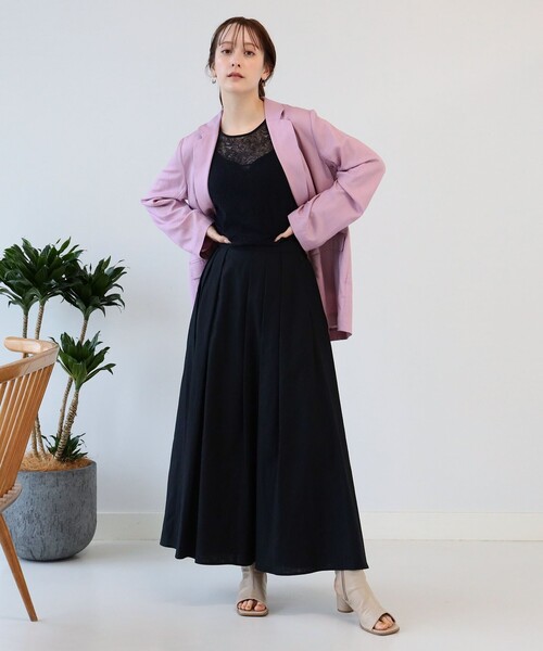 Ray BEAMS（レイビームス）の「Ray BEAMS / 綿麻 タック フレア スカート（スカート・レディース・ブラック/レッド/ブルー・1/0）」の9枚目の写真