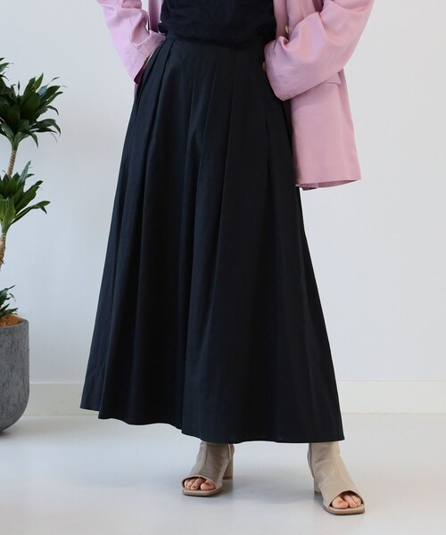 Ray BEAMS（レイビームス）の「Ray BEAMS / 綿麻 タック フレア スカート（スカート・レディース・ブラック/レッド/ブルー・1/0）」の12枚目の写真