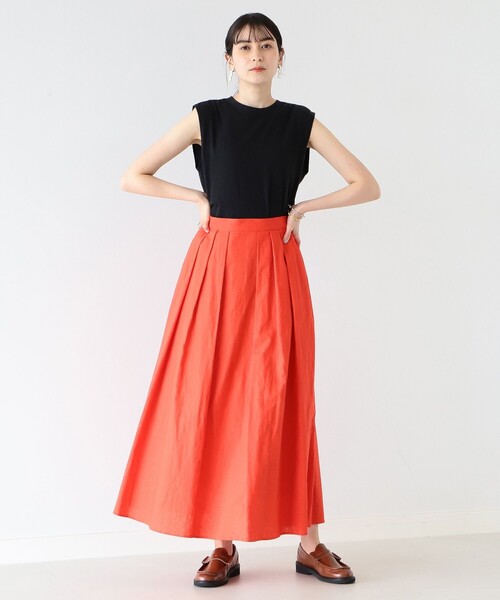 Ray BEAMS（レイビームス）の「Ray BEAMS / 綿麻 タック フレア スカート（スカート・レディース・ブラック/レッド/ブルー・1/0）」の14枚目の写真