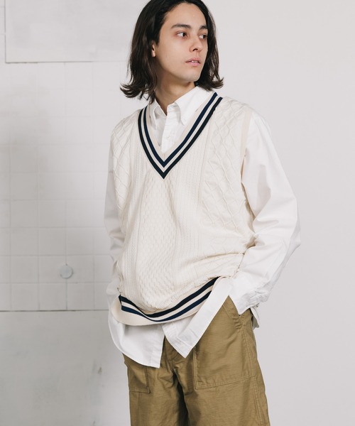 CAL O LINE(キャルオーライン)の「CAL O LINE/キャルオーライン TILDEN VEST Vネック ベスト(ベスト・メンズ・ホワイト系1/ホワイト系2/ホワイト系3・XL/L/M)」の17枚目の写真