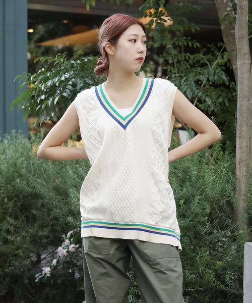 CAL O LINE(キャルオーライン)の「CAL O LINE/キャルオーライン TILDEN VEST Vネック ベスト(ベスト・メンズ・ホワイト系1/ホワイト系2/ホワイト系3・XL/L/M)」の20枚目の写真