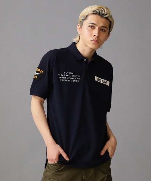 AVIREX(アヴィレックス)の「ネイバル パッチド ポロシャツ / NAVAL PATCHED POLO SHIRT / アヴィレックス / AVIREX(ポロシャツ・メンズ・ホワイト系2/オリーブ系/ネイビー/その他18・L/M/2XL/XL)」の1枚目の写真