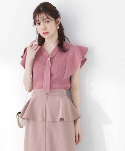 PROPORTION BODY DRESSING（プロポーションボディドレッシング）の「ボウタイリングニット / 1213170503（ニット/セーター・レディース・ホワイト系その他/ピンク/グレー/ネイビー・MEDIUM/SMALL）」の4枚目の写真