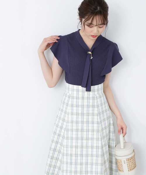 PROPORTION BODY DRESSING（プロポーションボディドレッシング）の「ボウタイリングニット / 1213170503（ニット/セーター・レディース・ホワイト系その他/ピンク/グレー/ネイビー・MEDIUM/SMALL）」の3枚目の写真