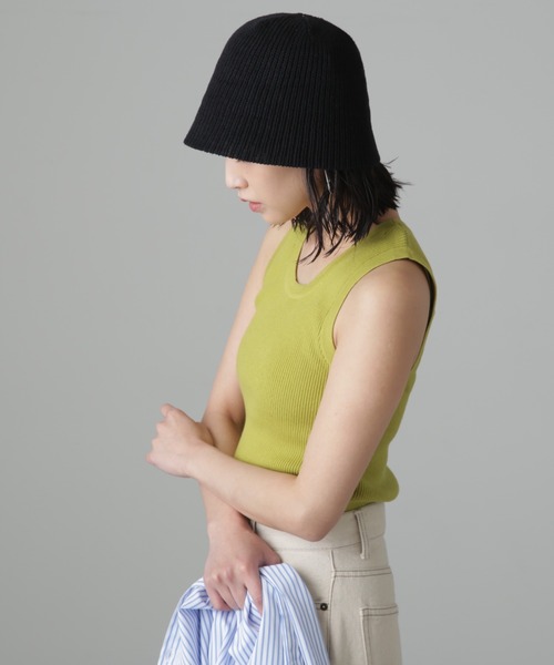 FREE'S MART（フリーズマート）の「◆[洗える]マシンウォッシャブルオーガニックコットンリブタンク（ニット/セーター・レディース・ブラック/パープル/ホワイト/グリーン・FREE）」の5枚目の写真
