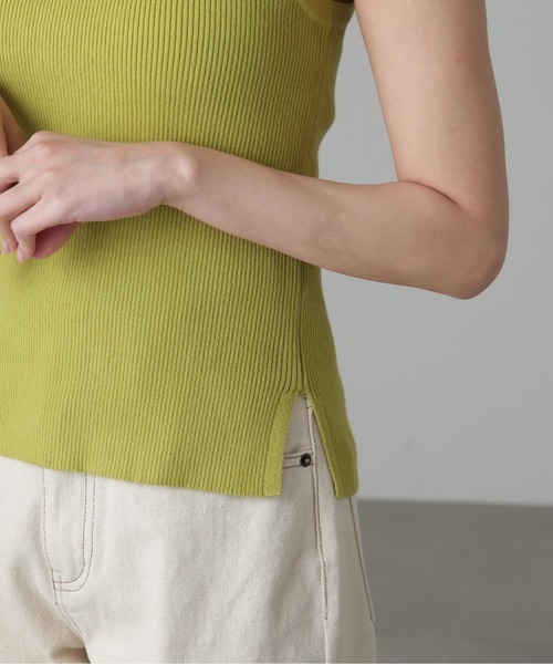 FREE'S MART（フリーズマート）の「◆[洗える]マシンウォッシャブルオーガニックコットンリブタンク（ニット/セーター・レディース・ブラック/パープル/ホワイト/グリーン・FREE）」の7枚目の写真