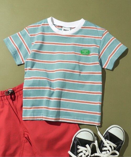 BREEZE（ブリーズ）の「【WEB限定】 マルチボーダー半袖Tシャツ（Tシャツ/カットソー・キッズ・サックスブルー/オフホワイト/ピンク/イエロー・120/100/130/110/80/140/90）」の2枚目の写真