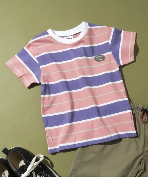 BREEZE（ブリーズ）の「【WEB限定】 マルチボーダー半袖Tシャツ（Tシャツ/カットソー・キッズ・サックスブルー/オフホワイト/ピンク/イエロー・120/100/130/110/80/140/90）」の4枚目の写真