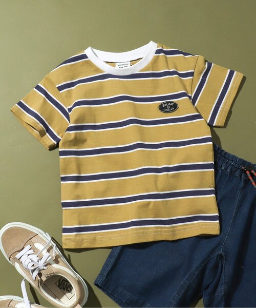 BREEZE（ブリーズ）の「【WEB限定】 マルチボーダー半袖Tシャツ（Tシャツ/カットソー・キッズ・サックスブルー/オフホワイト/ピンク/イエロー・120/100/130/110/80/140/90）」の3枚目の写真