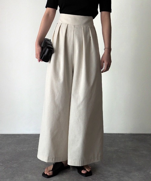 Riberry（リベリー）の「【セットアップ可】綿麻タックワイドパンツ（その他パンツ・レディース・カーキ/ネイビー/キナリ・MEDIUM）」の2枚目の写真