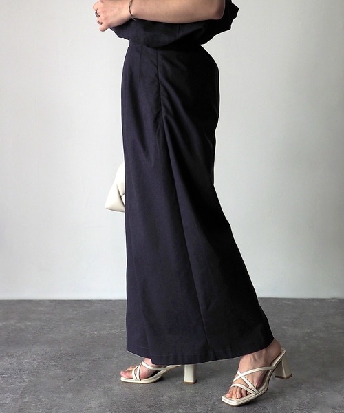 Riberry（リベリー）の「【セットアップ可】綿麻タックワイドパンツ（その他パンツ・レディース・カーキ/ネイビー/キナリ・MEDIUM）」の4枚目の写真