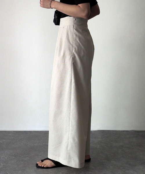 Riberry（リベリー）の「【セットアップ可】綿麻タックワイドパンツ（その他パンツ・レディース・カーキ/ネイビー/キナリ・MEDIUM）」の6枚目の写真