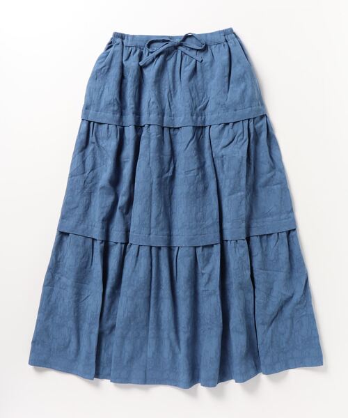 sandy（サンディー）の「sandy/コットン刺しゅうティアードスカート（スカート・レディース・ブラック/ブルー・FREE）」の2枚目の写真