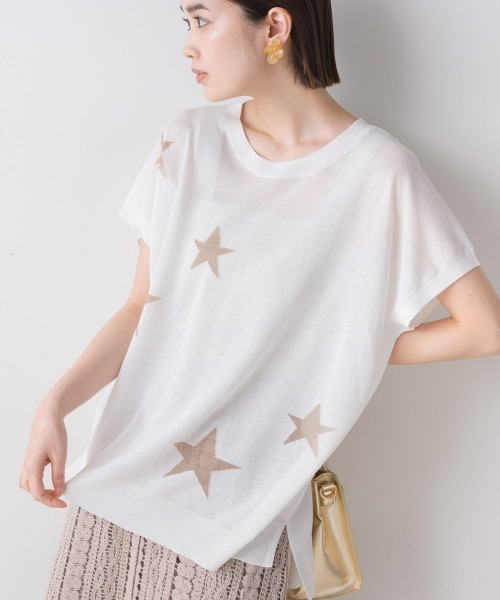FURRY(ファーリー)の「強撚インターシャニットプルオーバー(Tシャツ/カットソー・レディース・ブラック/ブルー/ホワイト・FREE)」の1枚目の写真