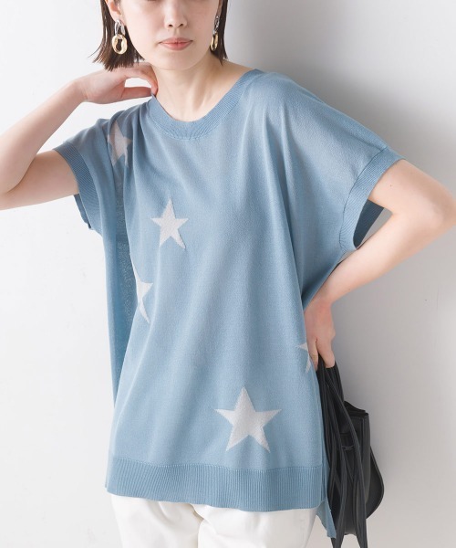FURRY(ファーリー)の「強撚インターシャニットプルオーバー(Tシャツ/カットソー・レディース・ブラック/ブルー/ホワイト・FREE)」の3枚目の写真