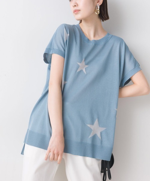 FURRY(ファーリー)の「強撚インターシャニットプルオーバー(Tシャツ/カットソー・レディース・ブラック/ブルー/ホワイト・FREE)」の10枚目の写真