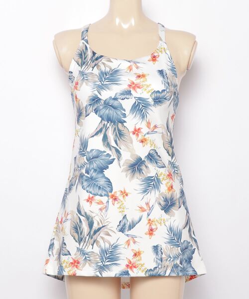 LIPSERVICE（リップサービス）の「【ムラサキスポーツ別注】LIP SERVICE/リップサービス 水陸両用/カップ付きボタニカルリーフ柄/フィットネスタンクトップ /セットアップ対応 384530（タンクトップ・レディース・ホワイト/ネイビー/ブラック/オフホワイト・M/S/L）」の7枚目の写真